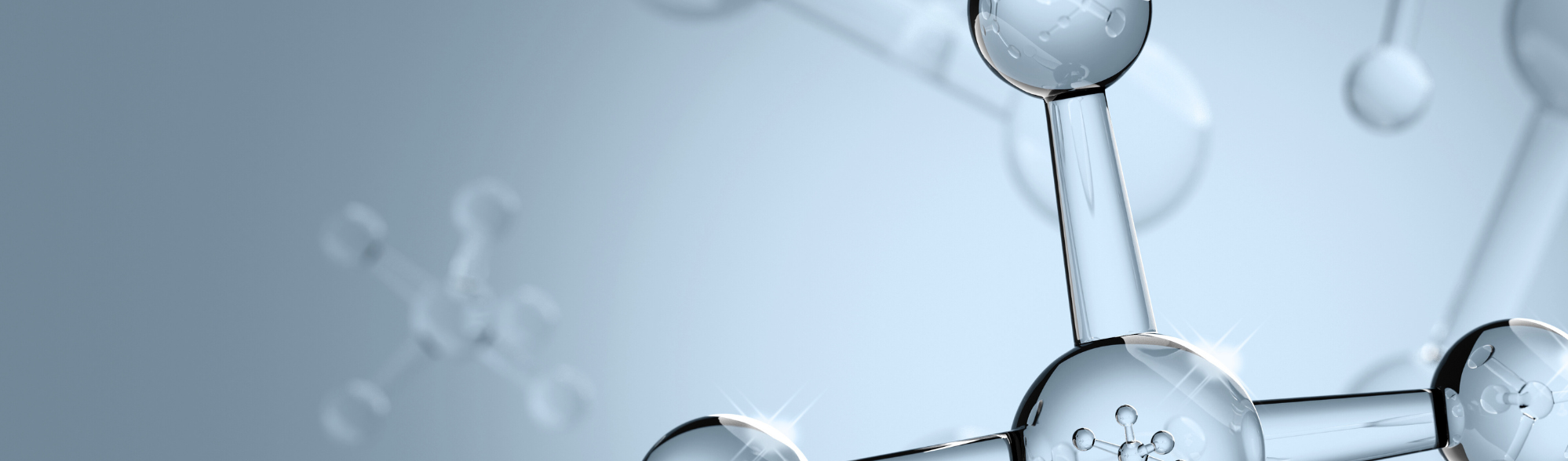 Molecular structure model on a gray background